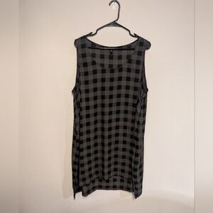 Eileen Fisher Black and Gray Plaid Tank Top